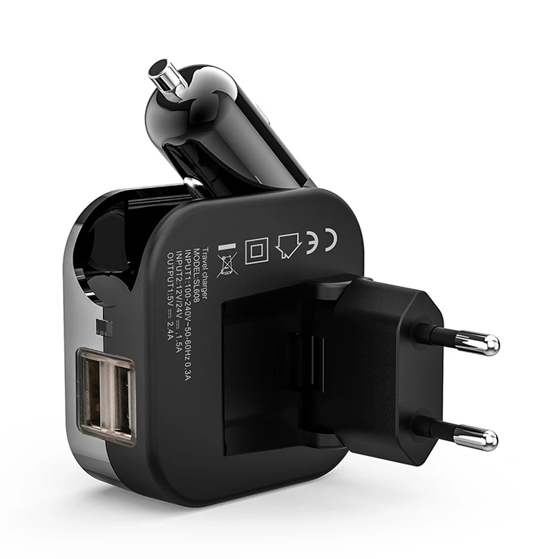 

OEM Portable Qualcomm Phone fast Charger 2 Port USB car battery Quick Charge Car Charger Dual usb, Black / white