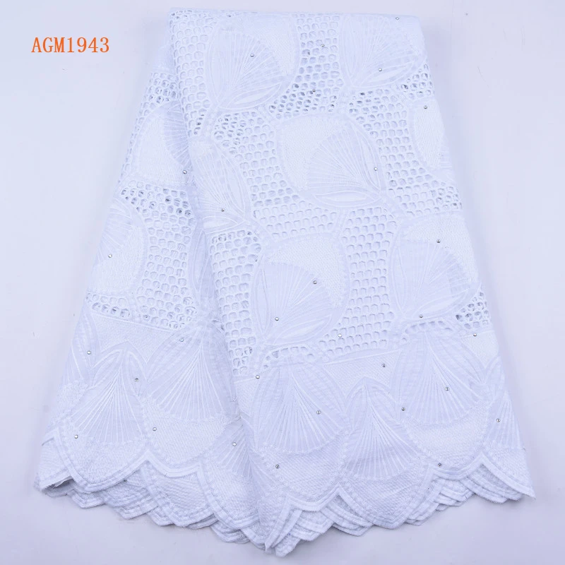

Pure White Swiss Voile Lace In Switzerland High Quality African Dry 100% Cotton Voile Lace Fabric For Wedding Party Dress 1943