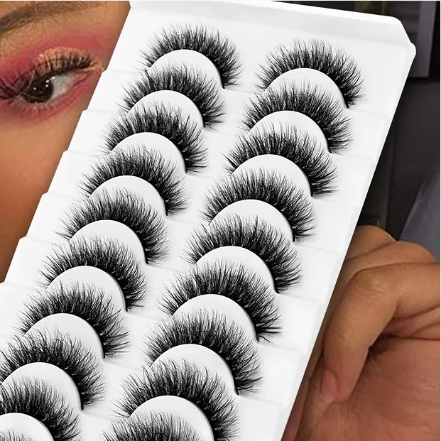 

1/10Pairs 3D 13-15mm Mink Lashes Natural Faux Mink False Eyelashes Dramatic Volume Eyelash Extension Fake Eyelash