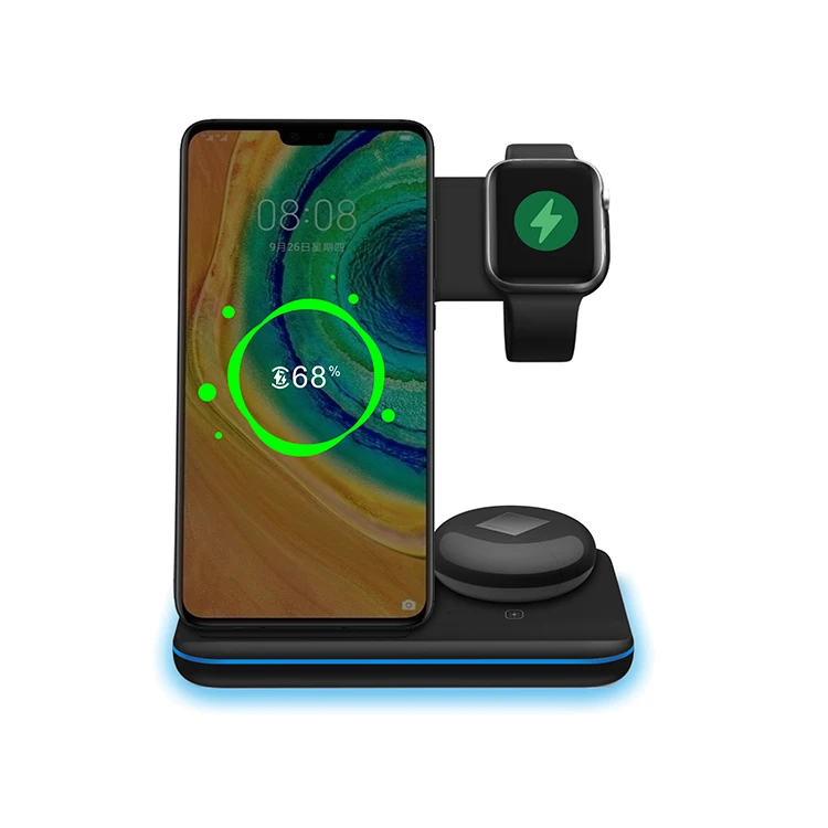 

OEM 3 in 1 15w Fast iphone Wireless Charger for Mobile Phone/Watch/Headset
