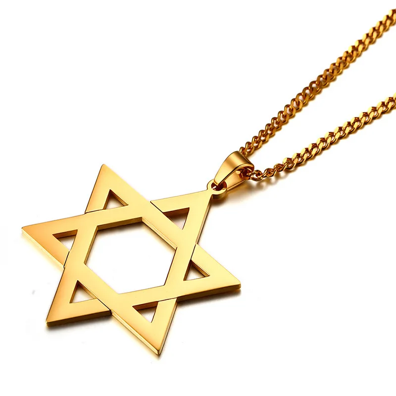 

Versatile Man Pendant Gold 51mm Korean Version Personality Design Fashion Jewelry Men Star Of David Pendant Necklace, Gold/silver