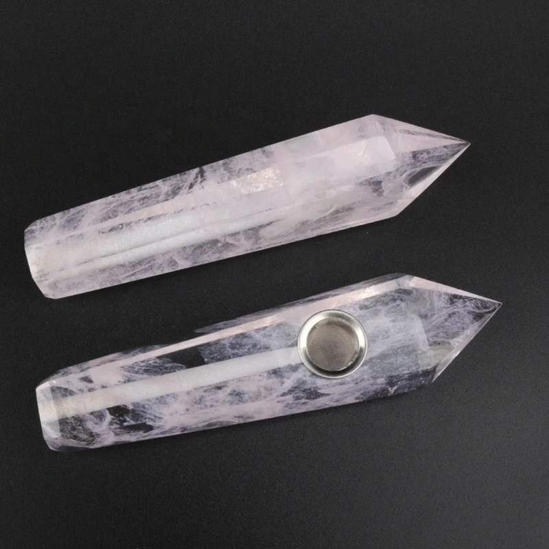 

Natural Crystal Six-prismatic Melting Stone Smoking Pipe, Pink