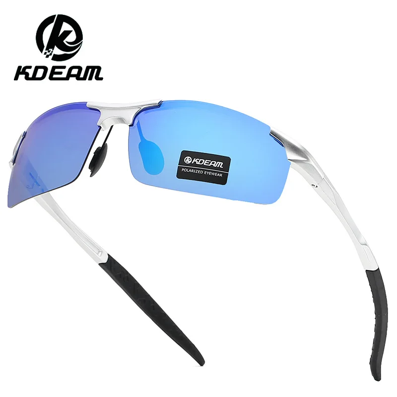 

KDEAM Half Frame Polarized Sunglasses Custom Logo Men Driving Sunglasses Spring Leg Sports Pilot Sunglasses KD8177, Picture colors