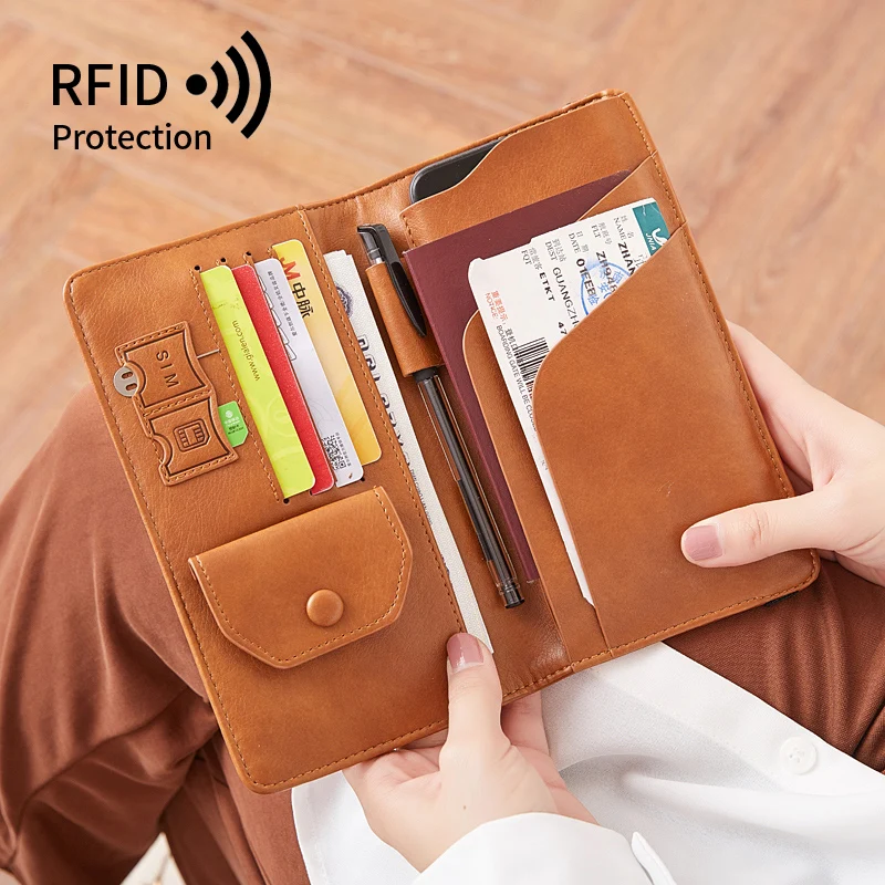 

MIYIN 2022 PU leather rfid passport cover travel card holder wallet multifunctional mobile phone wallet rfid passport holders