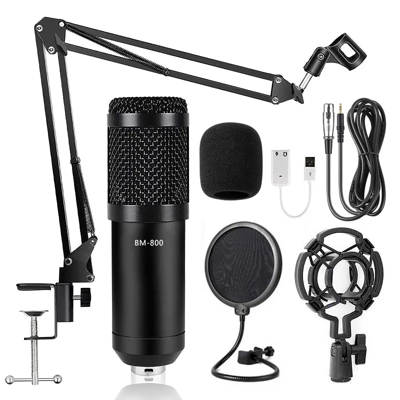 

professional usb recording studio condenser wired rode microphone stand mic microfono desktop pc microphone with stand arm