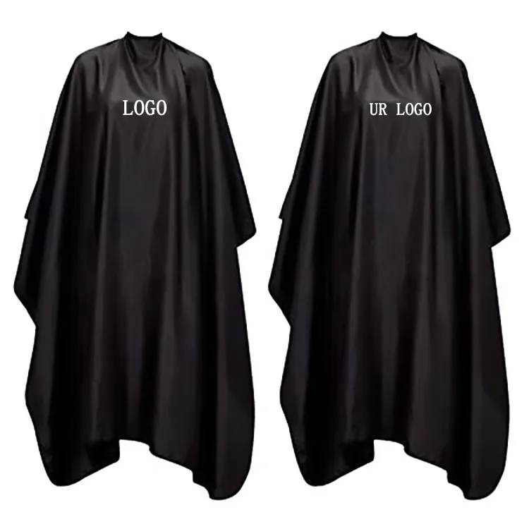 

customized barber waterproof hairdressig gown salon black buttons cape