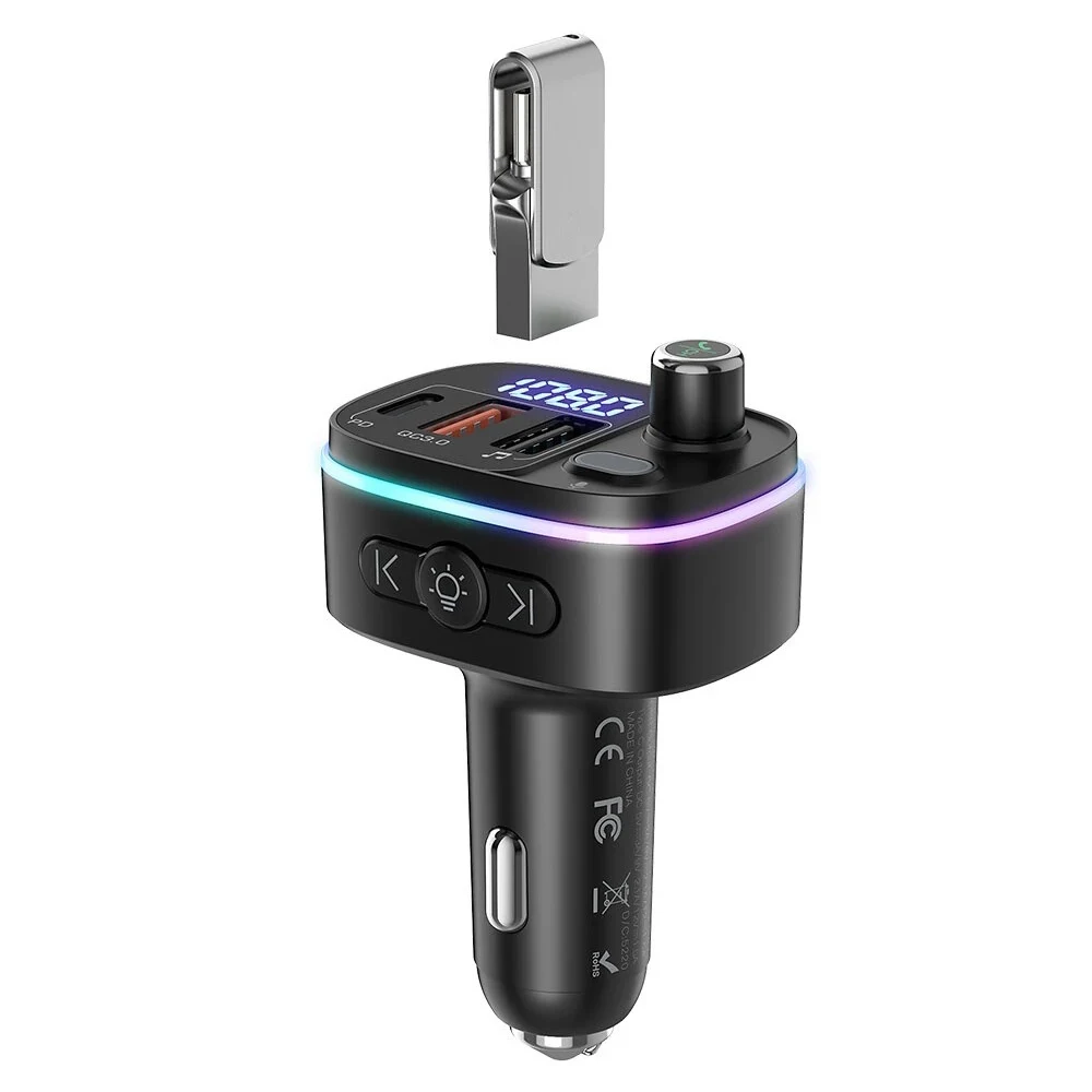 

Dropshipping USB BT FM transmitter Car music play Charger, Black
