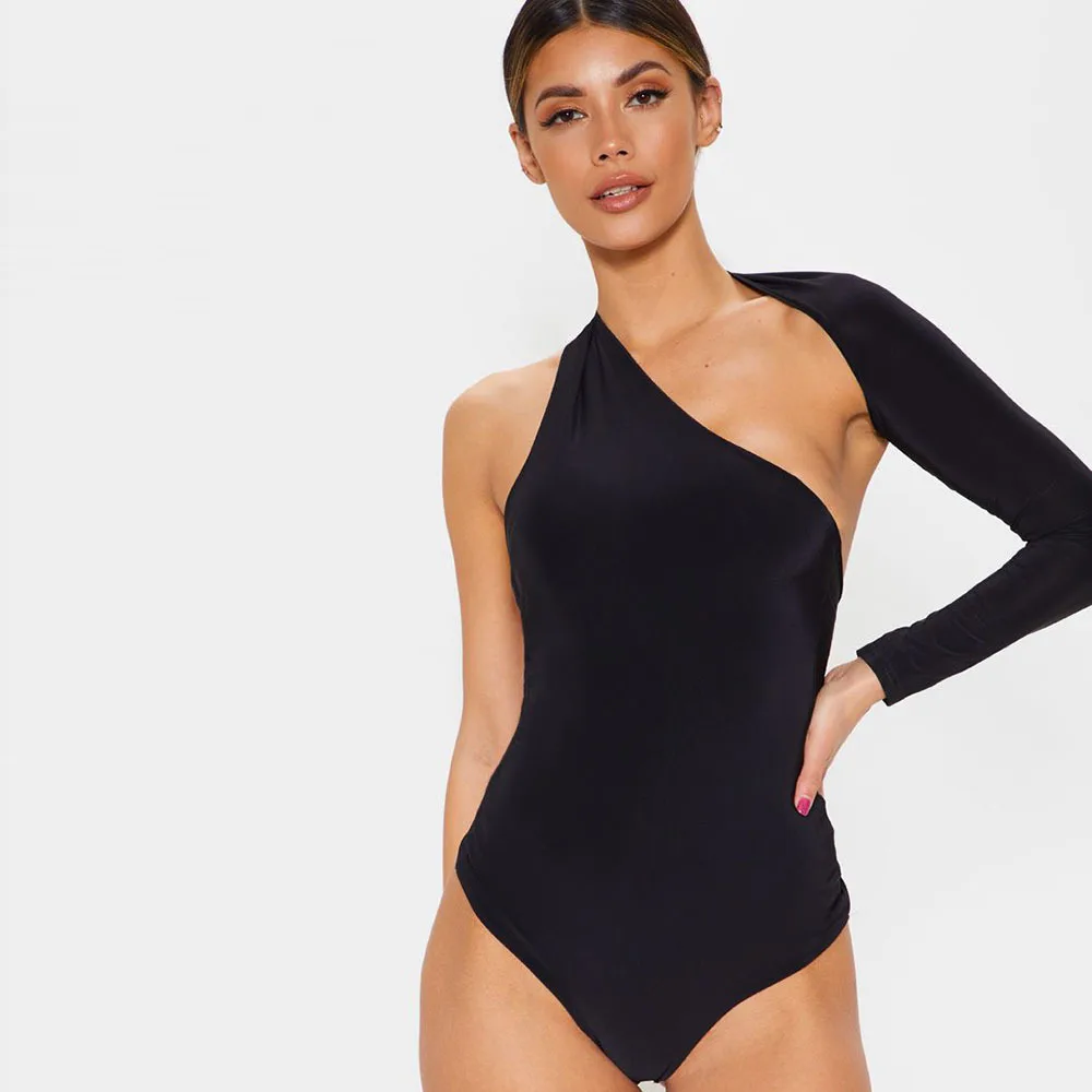 

clubwear Single shoulder tight custom printed bodysuit sexy bodysuits for women