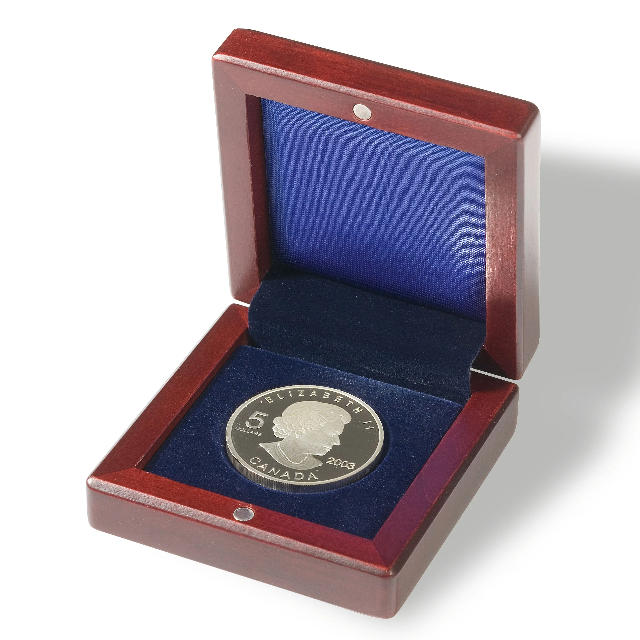 硬币盒木制演示文稿礼品盒银色黄金