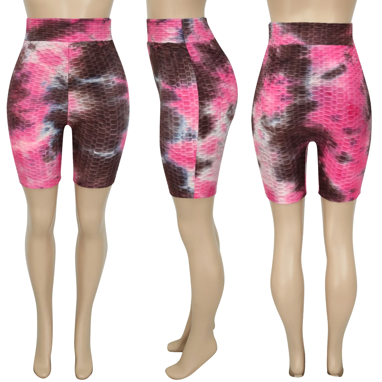 

YQY21S820 women slim fit shortstie dyed pineapple multi color sports style summer shorts high waist fitness shorts