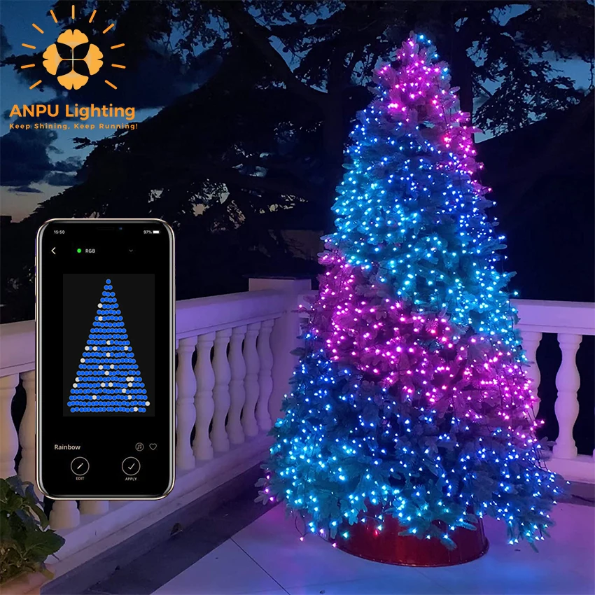 ANPU Christmas Decoration Twinkly Smart Christmas Tree Lights Controlled APP Voice Control Twinkly Light Smart