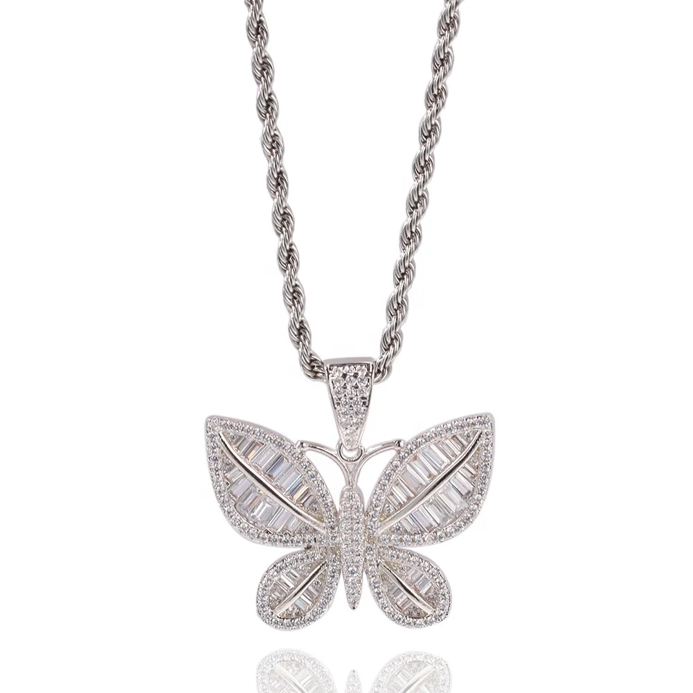 

Cheap Cubic Zircon Stone Bling Vintage Bling Butterfly Necklace Jewelry for Women