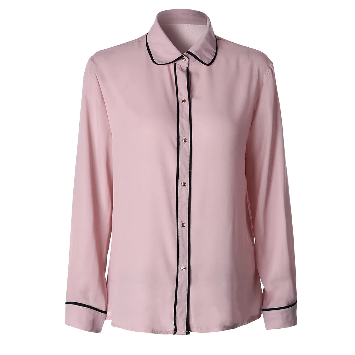 

WW-0529 Single-breasted Leisure Long-sleeved Chiffon Cardigan Coat Lapels Chiffon Tops And Blouses Women Ladies, Customized color