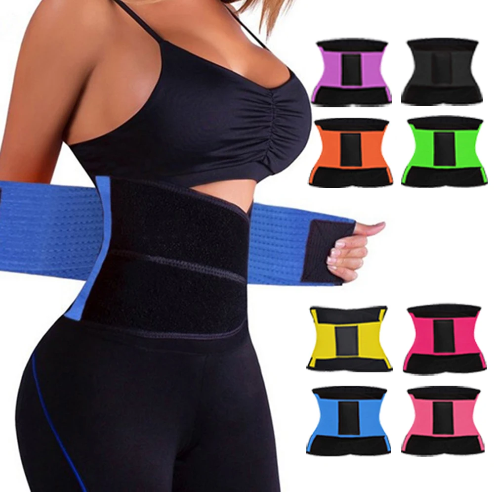 

Sport belly Girdle Belt Sauna vest weight loss slimming neoprene waist trimmer corset shapewear for women, Black, rose red, orange, blue, pink, yellow,green,purple