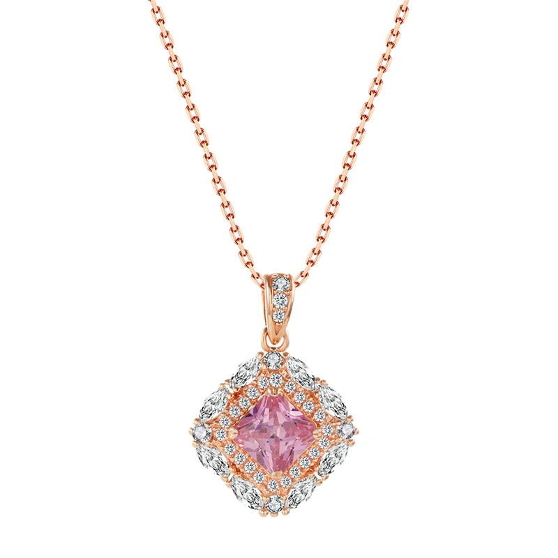 

S925 silver necklace pink zircon jewelry fashionable necklace for women