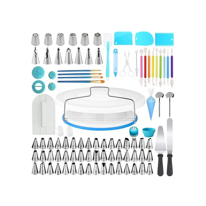 

Amazon Top Seller 210pcs Cake Decorating Supplies Kit Stainless Steel Cake Tools Tip Set Russian Icing Piping Nozzles Set, All