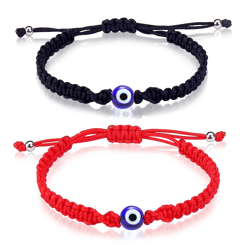 

Handmade Braided Evil Blue Eye Charm Bracelet Friendship Red Knots Rope Couple Bracelet For Women Men, Picture shows