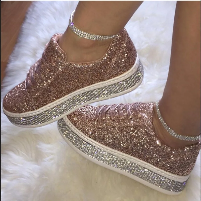 

best selling 2020 fashion women summer sport casual flats bling increase Loafers cheap size43 ladies flat shoes, Black,slivery,pink