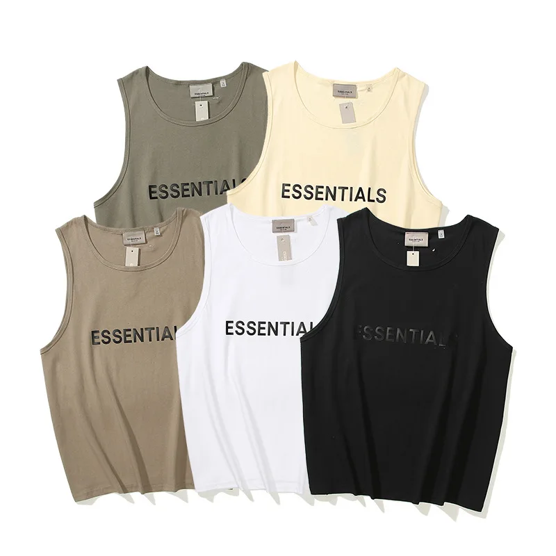 

2021 FOG vest ESSENTIALS letter T-shirt laminated vest t-shirt unisex FEAROFGOD loose fashion brand vest, Customized colors