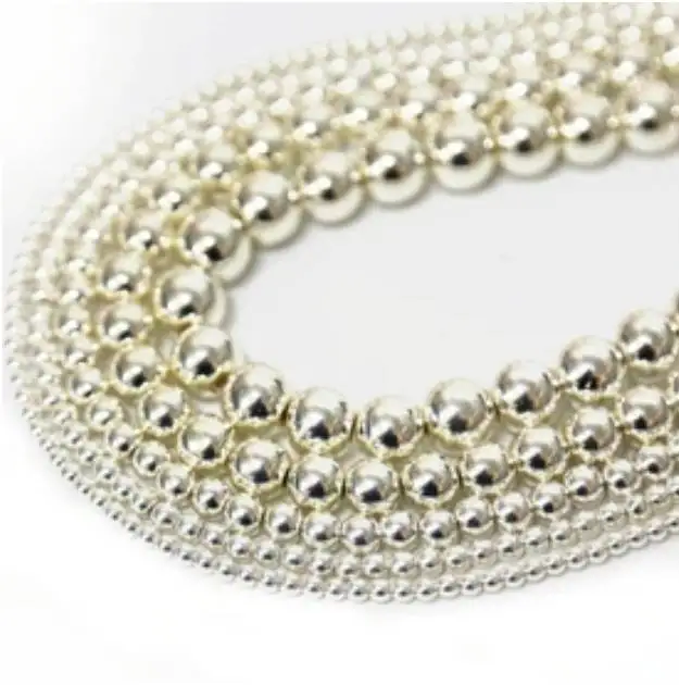 

High quality bright silver hematite DIY handmade accessories hematite round beads semi-finished loose beads
