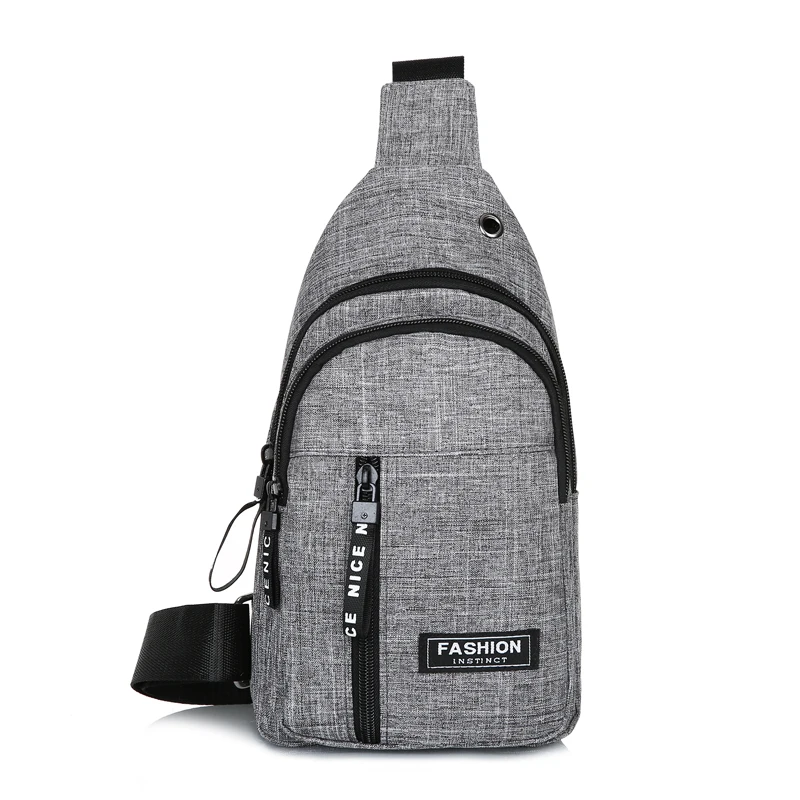 

Factory Custom Logo Waterproof Sling Bag Mens Crossbody Chest Bag With headphone jack, Black blue gray