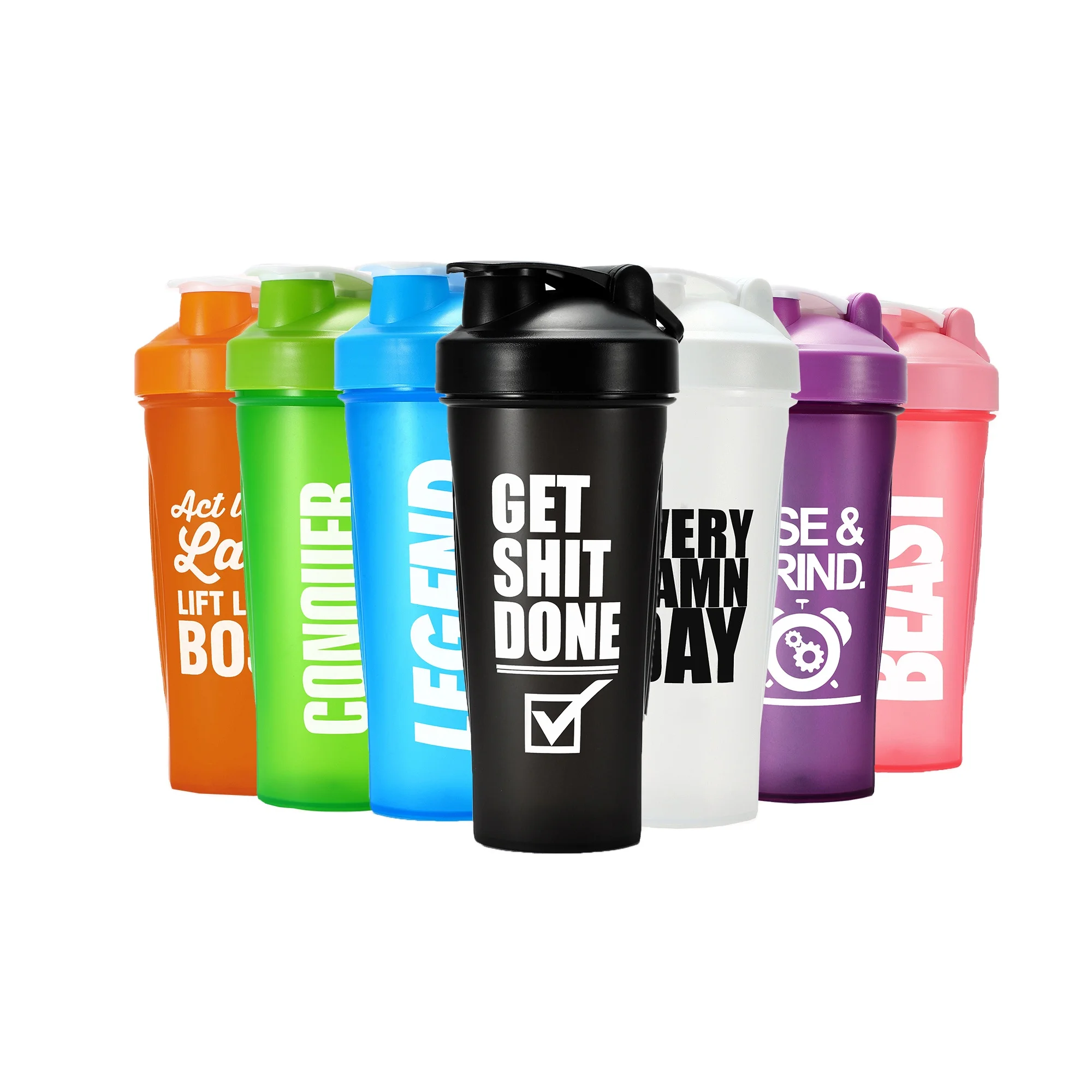 

2021 ready to ship economic colorful food grade bpa free sport fitness gym plastic protein shaker bottles with fast shipment, Customized color