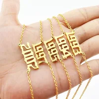 

Free Shipping Femtindo Custom Gold Color Stainless Steel 1993 1994 1995 1997 2002 Number Birth Year Necklace