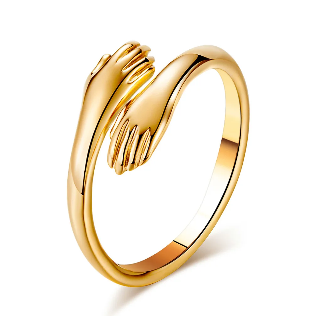 

Fashion Personality Simple Golden Geometric Open Ring Creative Palm Hug Ring, Like picture
