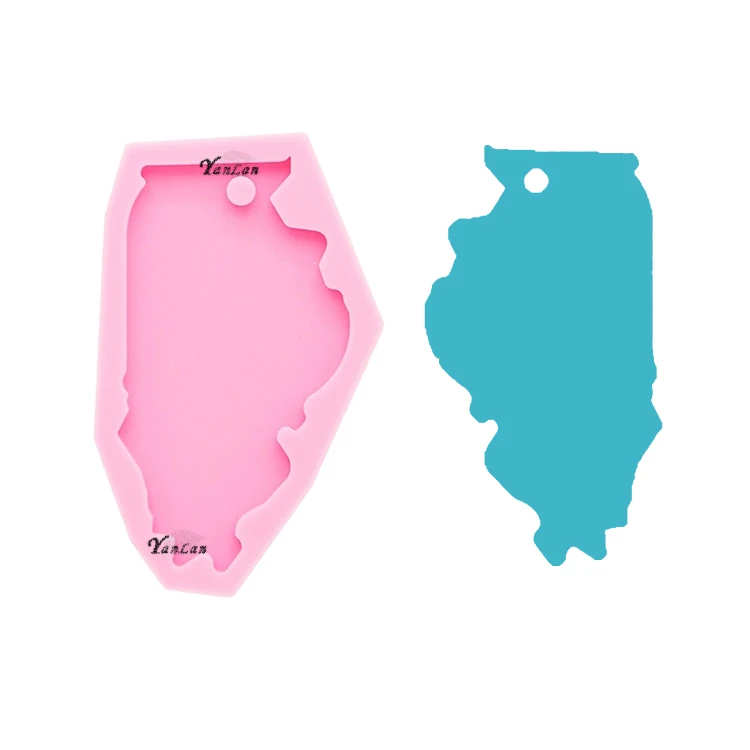 

S628 shiny silicone Illinois IL state keychain mold for resin crafts DIY, Random