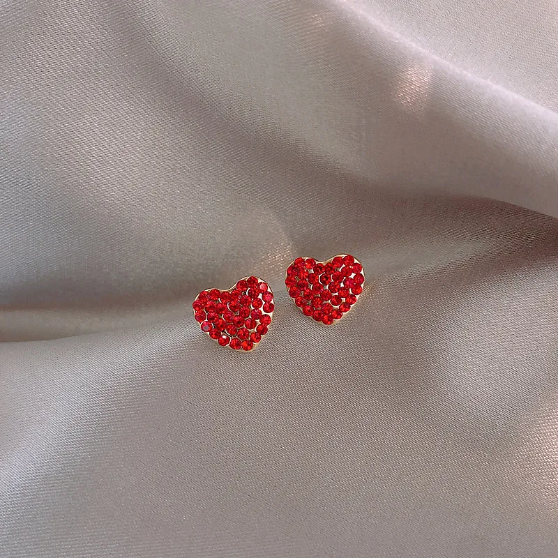 

red rhinestone 2020 earrings for girls