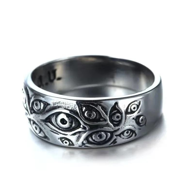 

Vintage Punk Carved Eyes Mens Ring Finger Jewelry Hip Hop Rock Culture Ring Unisex Women Male Party Metal Rings