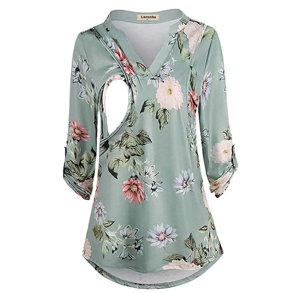 

SZ-MS008 Amazon Hot Style Plus Size Pregnant Shirt Print Maternity Blouse Top Clothes Wholesale