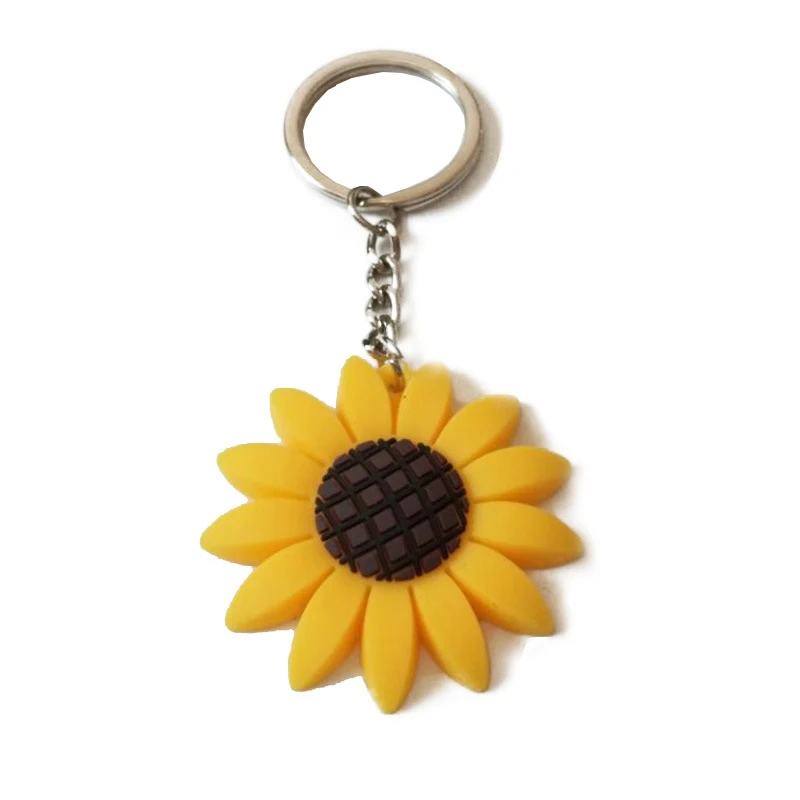 
Factory price custom soft pvc keychain sunflower rubber keychain 