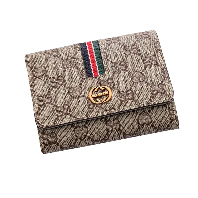 

2021 new small thin wallet all-match elegant purse folding large capacity card holder simple wallet women's short