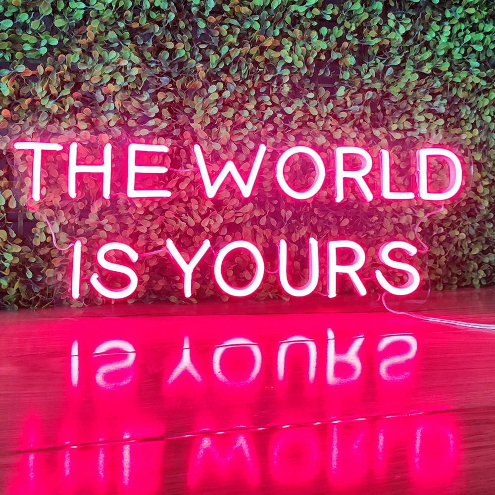 

Droppshiping THE WORLD IS YOURS Custom Neon Signs for Wedding Birthday Bridal Party Personalized Neon Sign for Wall Decor
