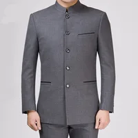 

Chinese Tunic Suit Pure Grey Black Set China Dad Autumn Winter Coat Stand Collar Suits For Men