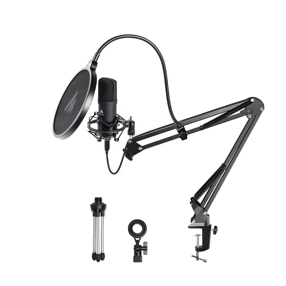 

MAONO 192 kHz 24 Bit Good Quality Podcasting Microphone Kits with Two Model Stands