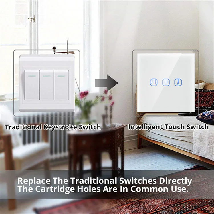 Glass Panel EU 240V Zigbee Smart Touch Switch WiFi Controlled Curtain Switch - ANKUX.COM