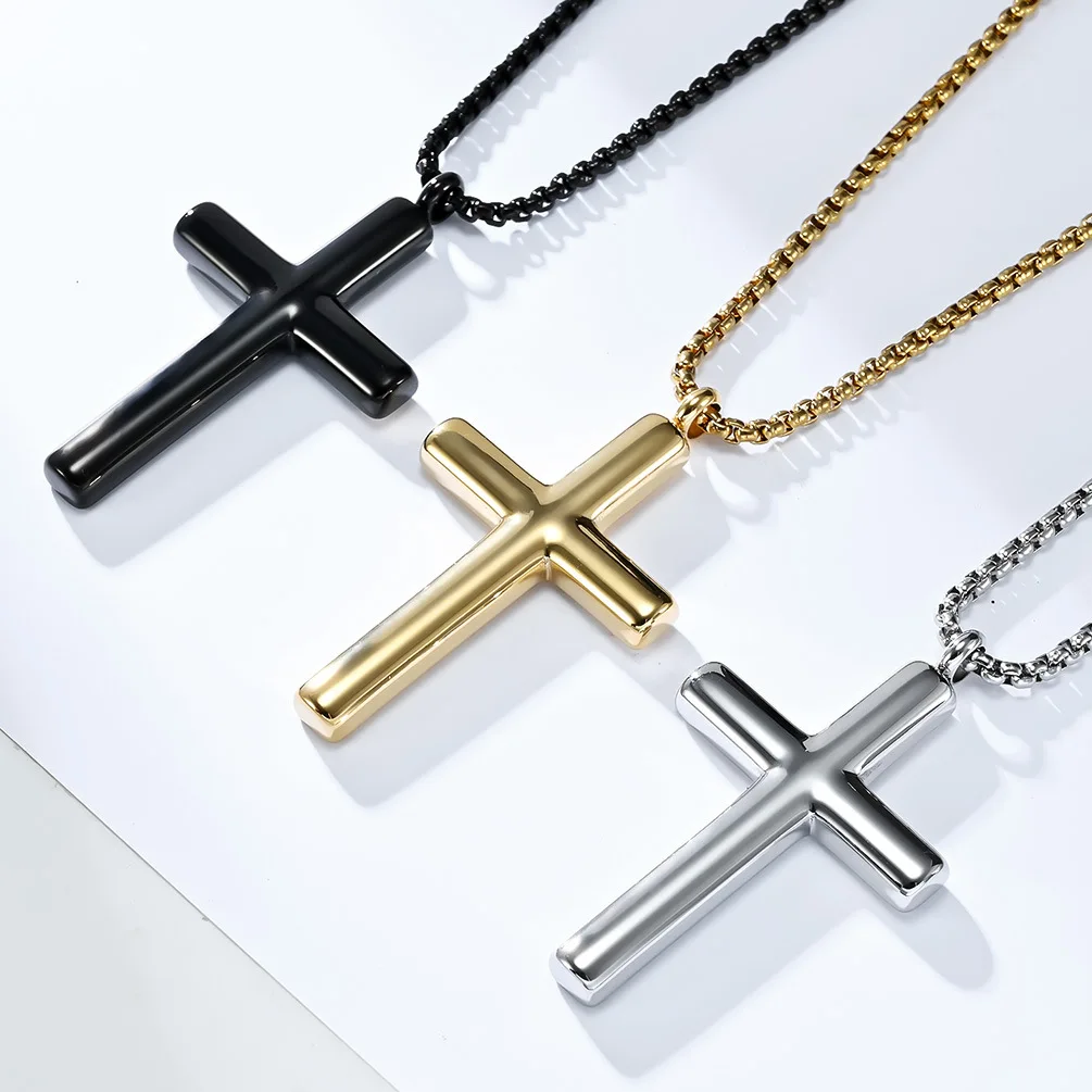 

China Wholesale Curved Cross Necklace Unisex Men and Women Wear Pendant 316L Stainless Steel Casting Cross Pendant