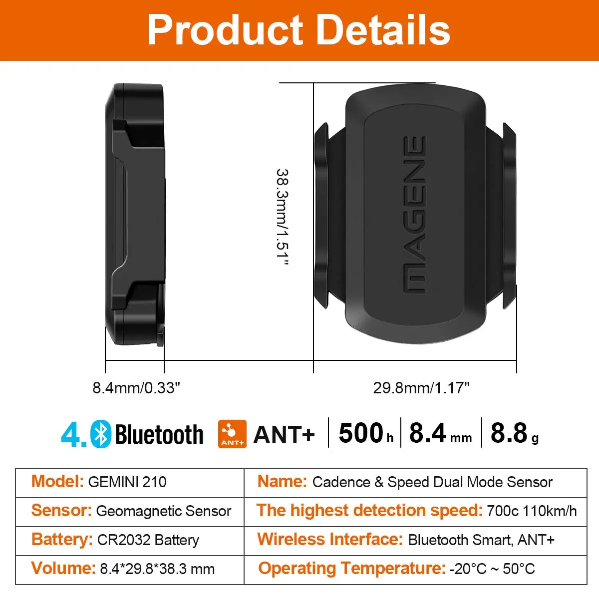 Cycle accessories wireless bicycle bluetooth bike speed cadence sensor for bluetooh 4.0 ANT+devices