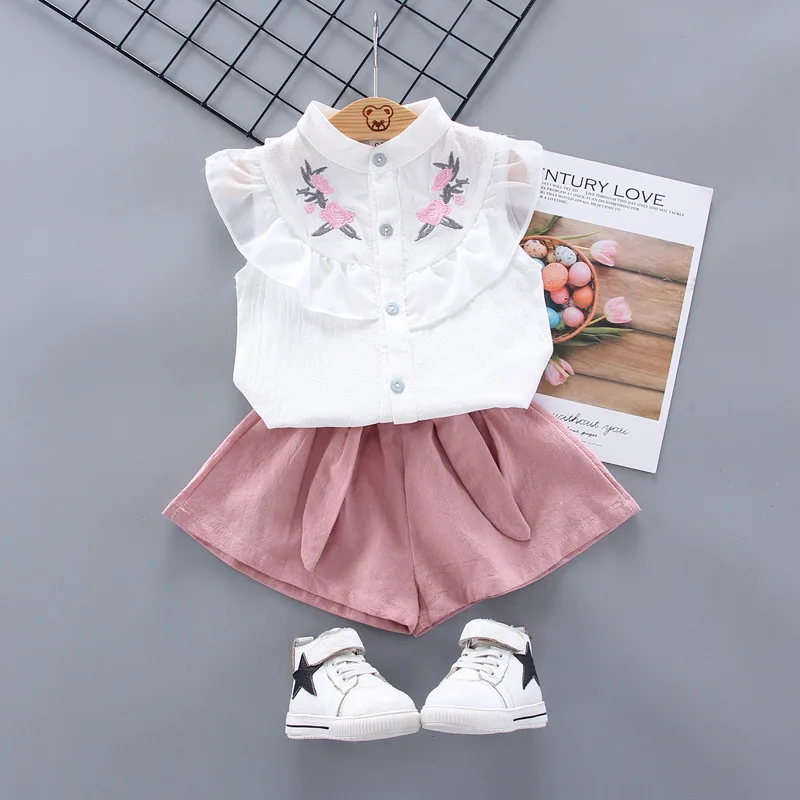 

Children's clothing girls manufacturers spot summer children's baby short-sleeved suits fashionable children's suits, Picture shows