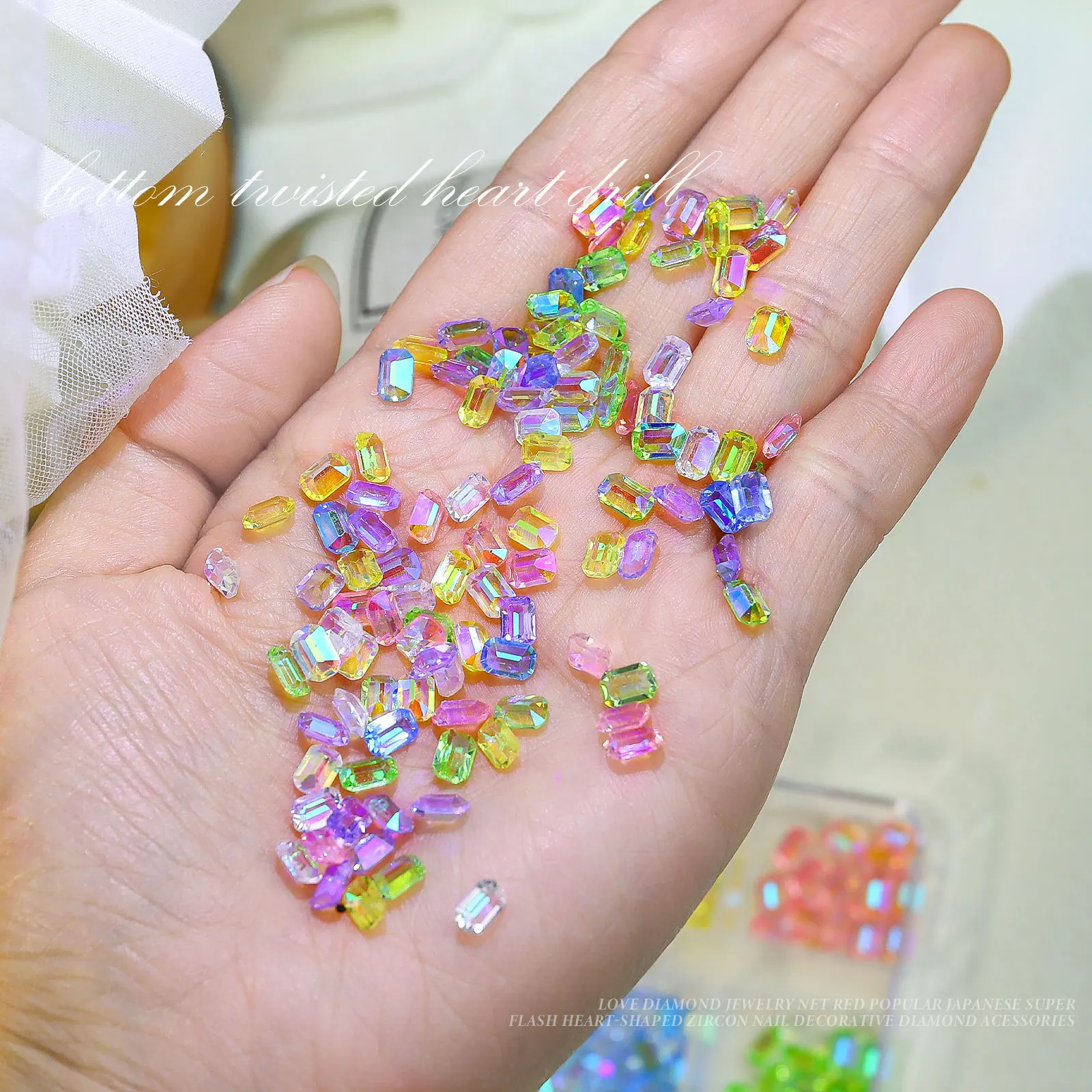 

Wholesale Fancy Aurora Rhinestone Nail Art Decoration Mini Crystal Strass Flatback Resin Nail Stone