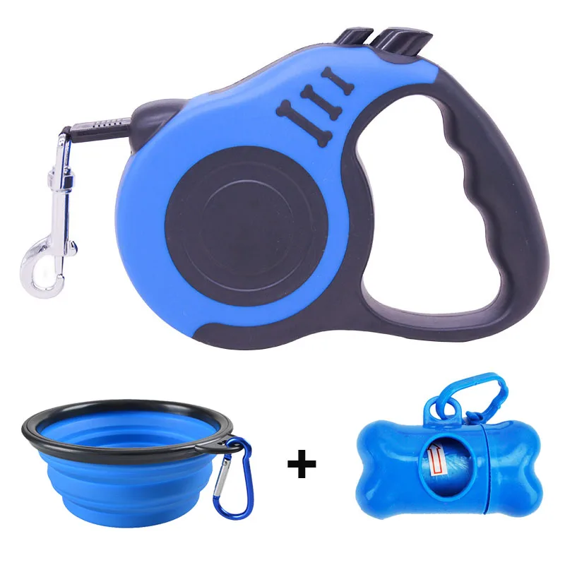 

Retractable Dog Leash With Dog Poop Waste Bag Dispenser And Dog Bowl Heavy Duty Walking Limit For Pet Leash Pet Accessories, Picture