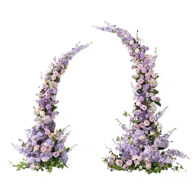 

QSLH-SY0199 Indoor Outdoor Playground Equipments Purple Horn Arch Artificial Wedding Flowers Arch For Sale