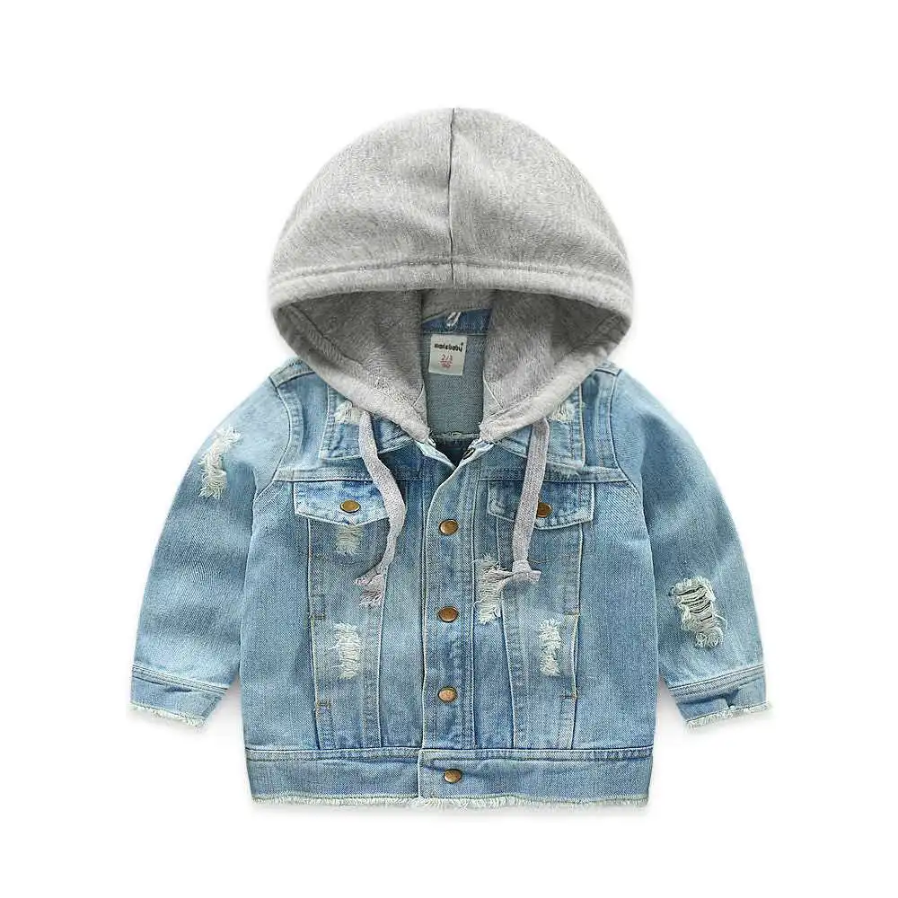 

Vintage Girls Casual Denim Jeans Jacket for Boys Baby Hooded Denim Clothes Coats Outwear Kids Autumn Tops Coat Jackets