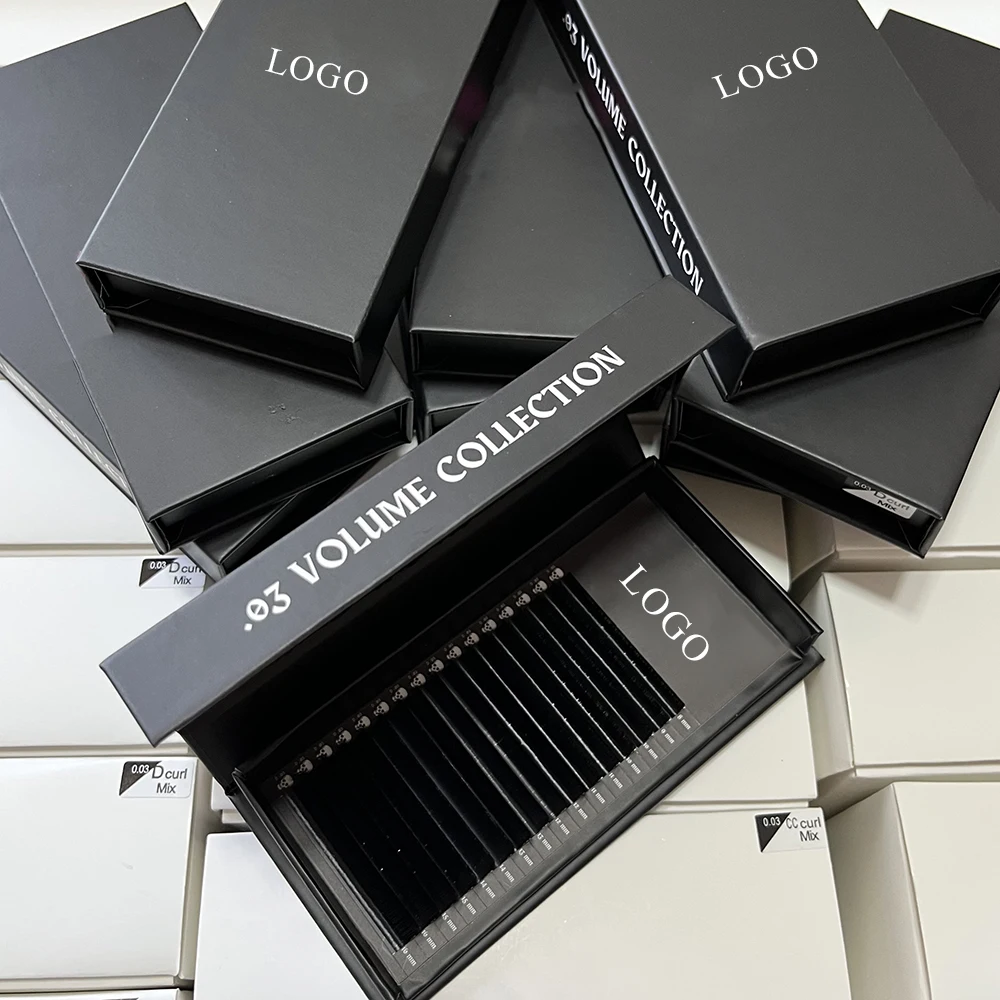 6-25mm Cashmere Mega Volume Lash Trays Wholesale Private Label Dark Matte Black Mink Individual Lashes Extensions Supply