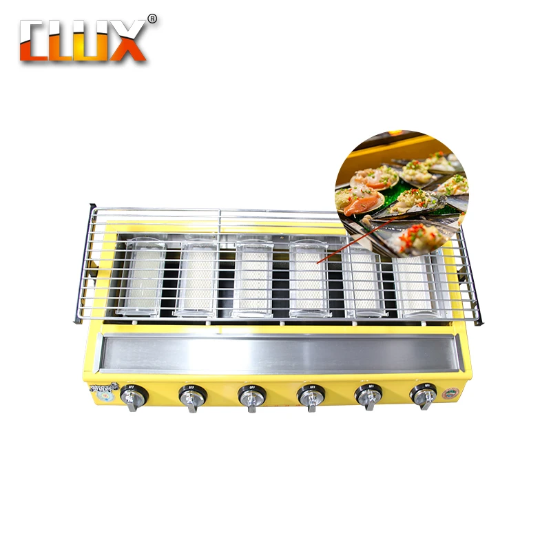 

Protable camping gas 6 burner Smoker Infrared BBQ Grill