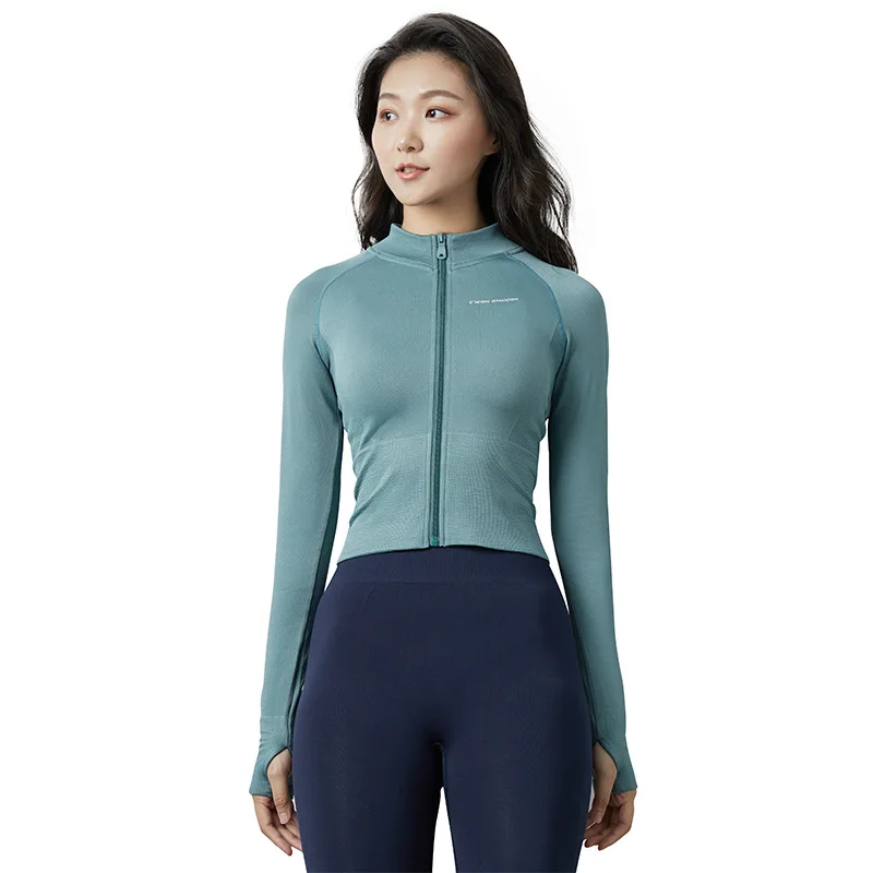

2020 New Yoga Wear Quick Dry Jacket Breathable Running Women GYM Clothes, As pictures