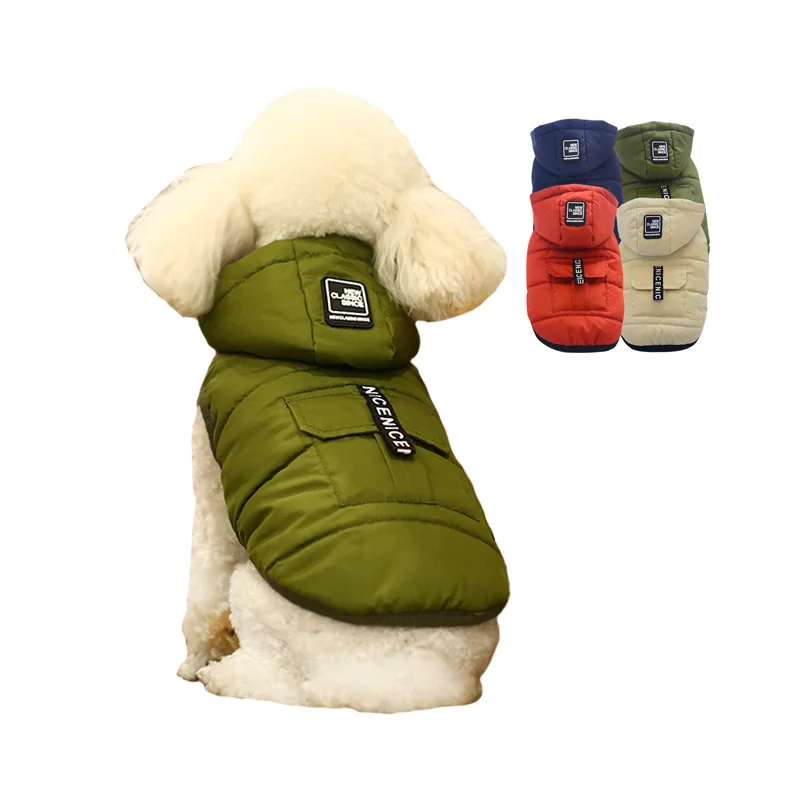 

2021 wholesale pet clothing high quality winter waterproof and warm Luxury Dog Hoodie Jacket dog clothing reflective ski suit