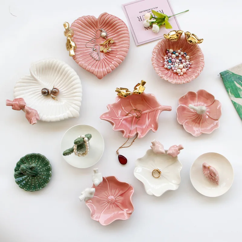 

Hot Sale Storage Ring Earring Ceramic Jewelry Tray/ Dish Nordic Style Home Decoration Ornaments